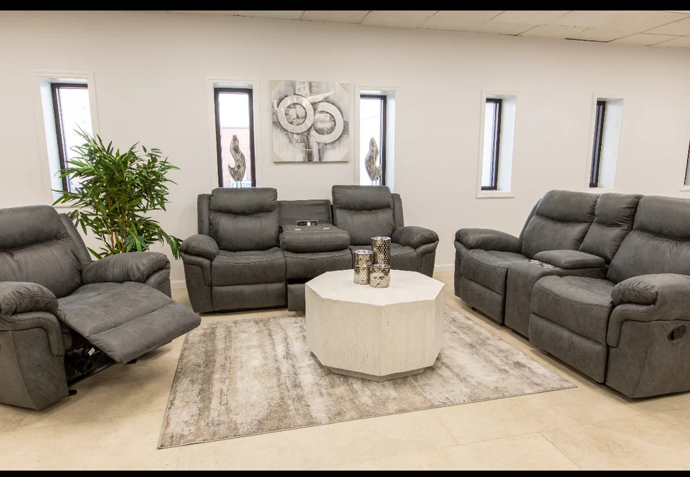 6021 - CONSOLE LOVE SEAT / USB & CHARGER AND STORAGE GRAY